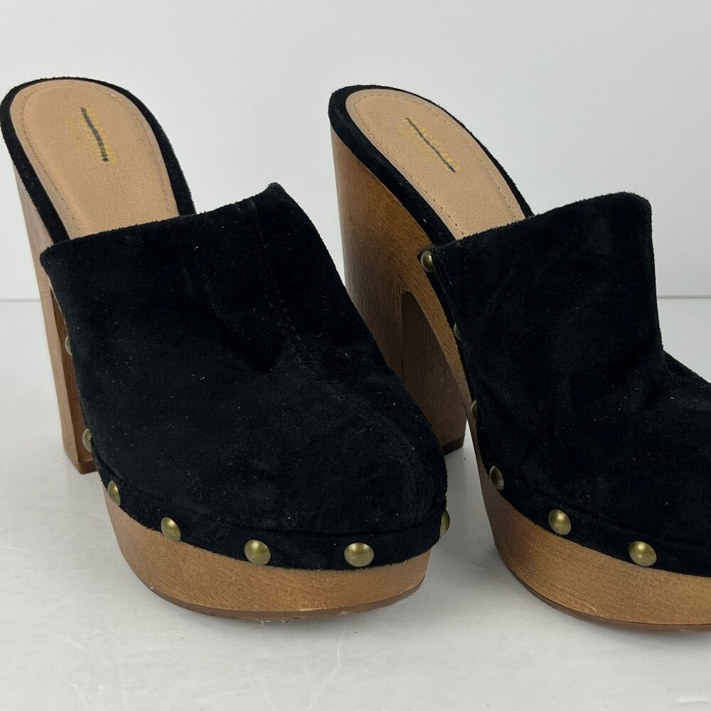 Mossimo Supply Co Sandals Size 6.5 Black Brown Faux Suede Block Ultra High Heel